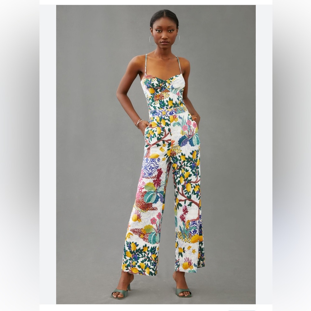 NWT Maeve Cutout Linen Jumpsuit Size 8 Anthropologie
